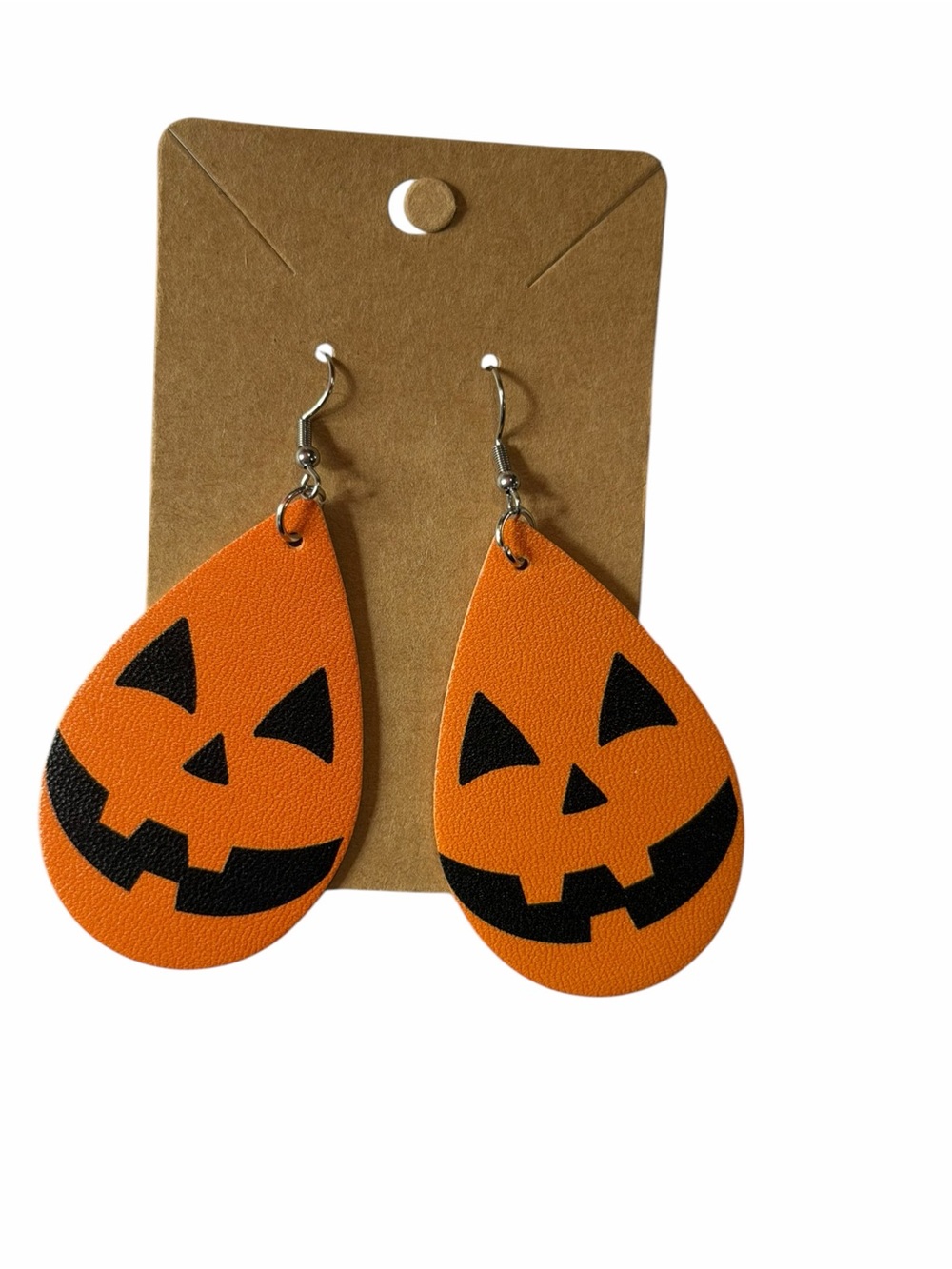 Playful Orange Jack-O'-Lantern Teardrop Earrings